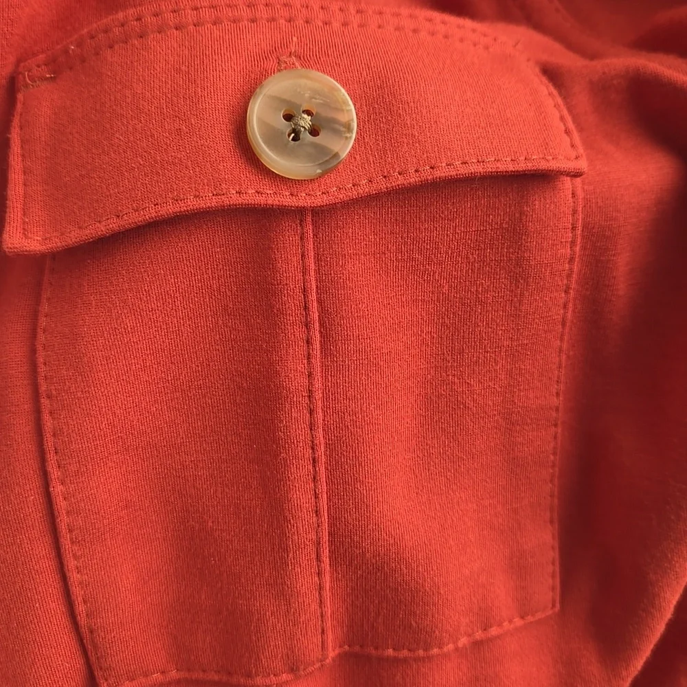 J. Jill Wearever Collection Double Face Jersey Flap Pocket Jacket Rust Orange